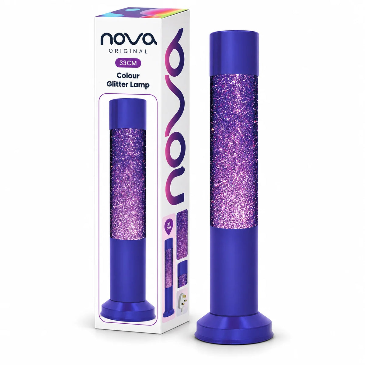 Nova Purple Glitter Lamp 33cm