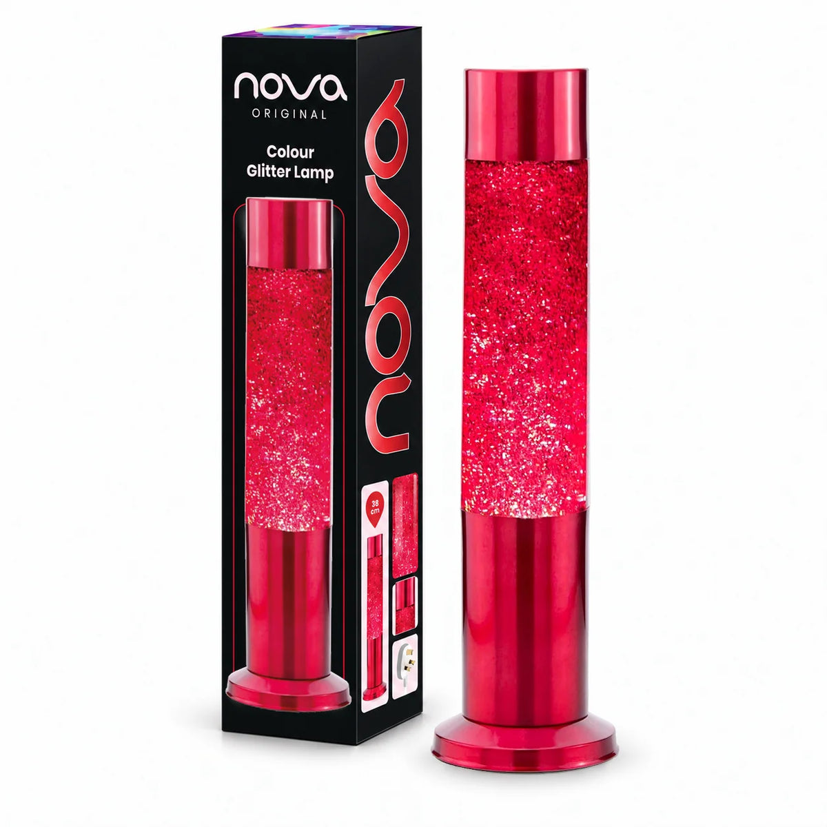 Nova Colour Glitter Lamp Red