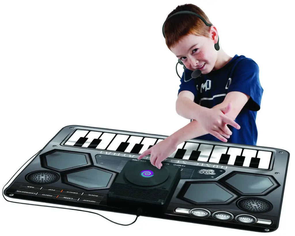 Music Playmat- BrightMinds toys little DJ playing with the music playmat from brightminds toys