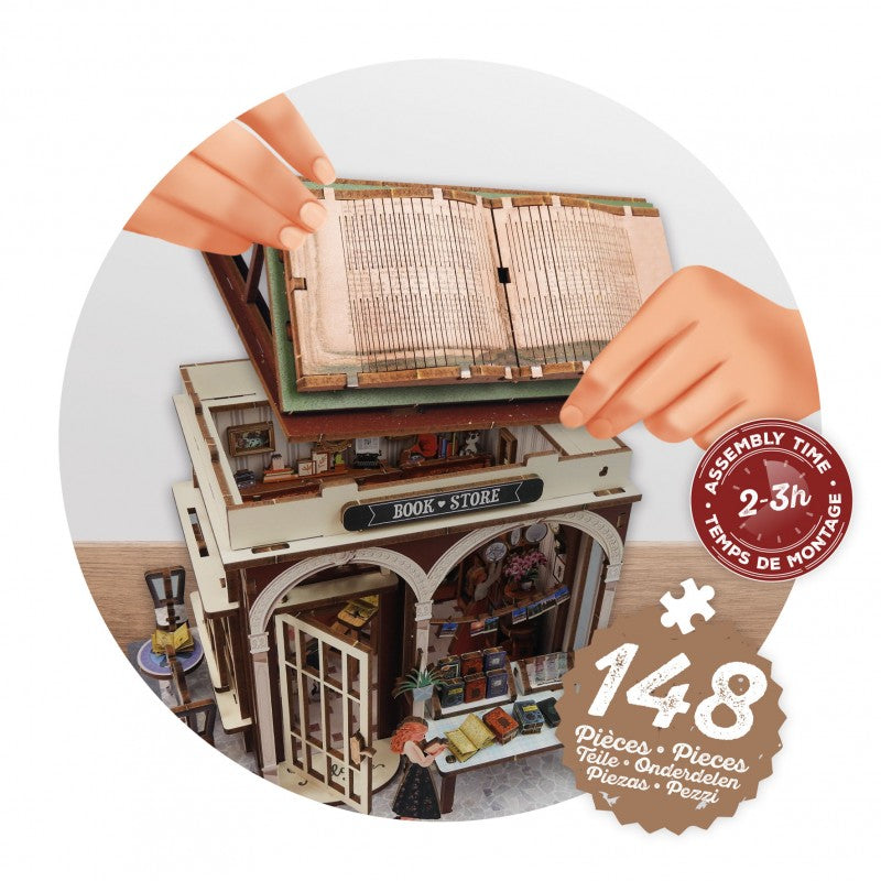 Bookshop diorama Wooden Build Kit