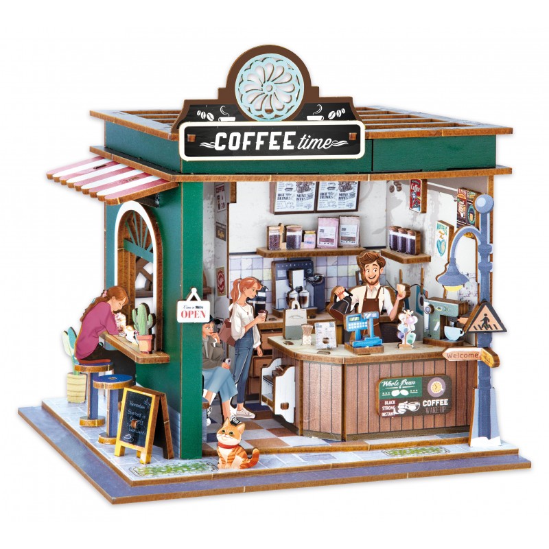 Café diorama Wooden Build Kit