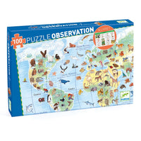 World’s animal puzzle + booklet - 100 pcs - Djeco